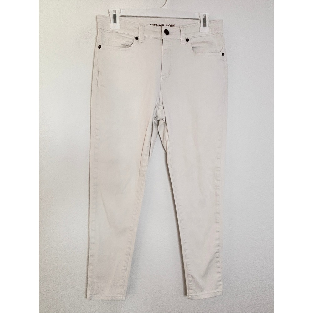 Michael Kors Womens Size 6 Cream Off White Skinny Jeans Stretch Denim Mid Rise